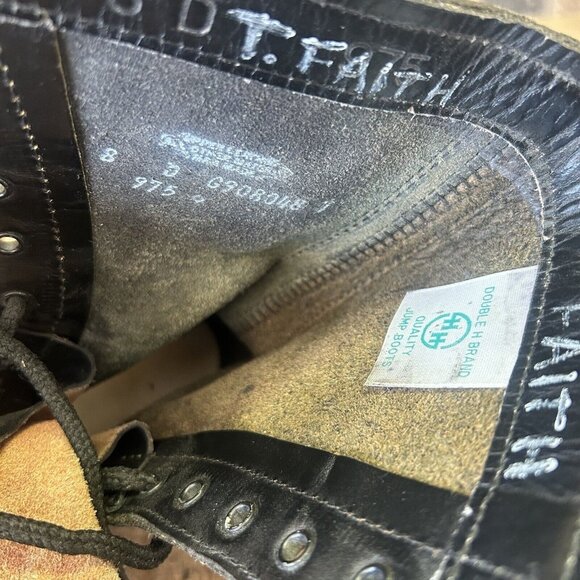 Double H 975 Vintage Cap Toe Black Jump Boots Mens 8 D - Picture 9 of 12